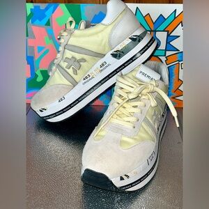 Premiata Yellow Grey & Cream Sneakers
